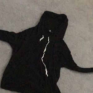 Black throw over super loose causal thin hoodie